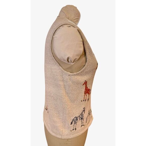 Marisa Christima Zebra Giraffe Vest Sz. M Silk/Cotton Blend Safari - Picture 4 of 9